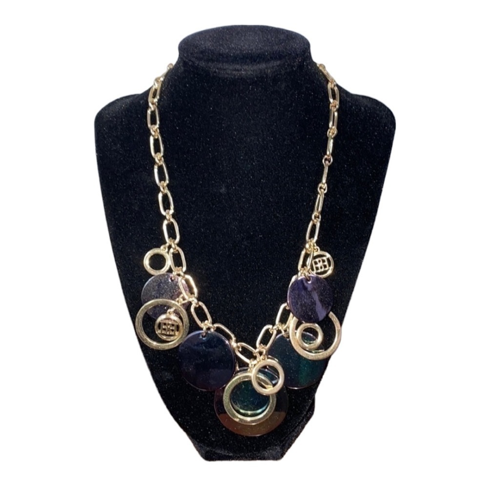 House Of Harlow Metallic Hologram Circle Necklace